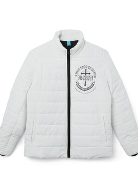 Women’s Puffer Jacket — Nautical Anchor Faith Design (“Trust in the Lord” emblem)
